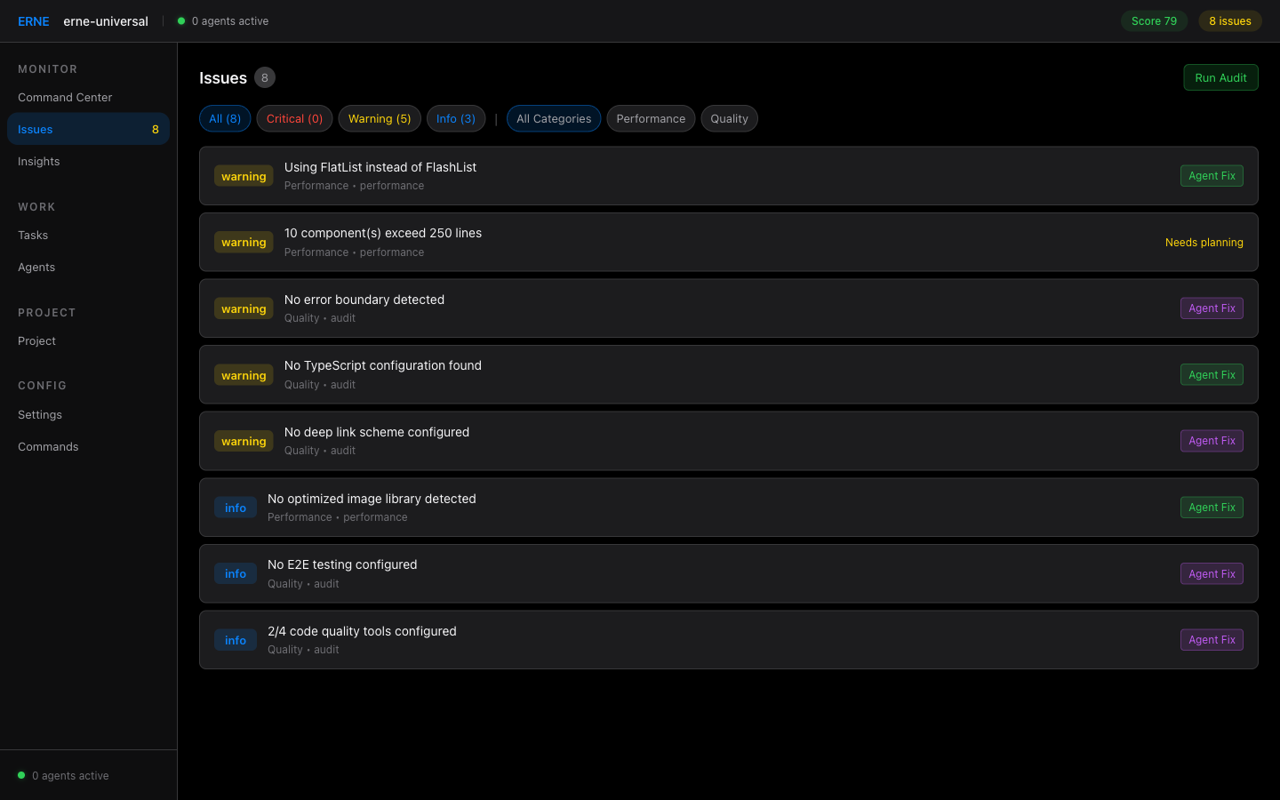 Issues and Agent Fix